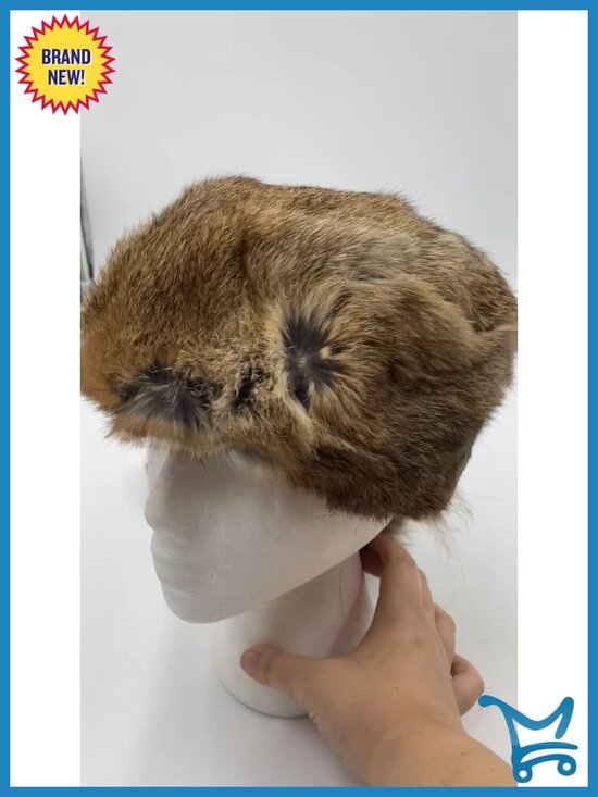 Real Rabbit Fur Coonskin Hat with Raccoon Tail Unisex Winter Beanie main image 4